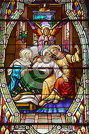 Church of Saint-Leon-de-Westmount stained glass window Editorial Stock Photo