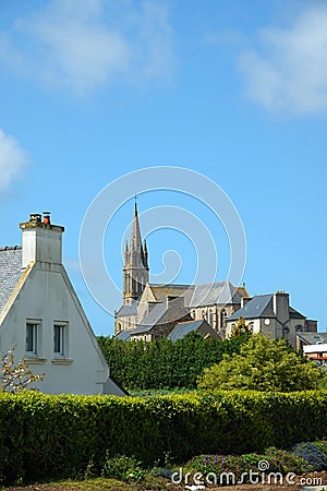 Church of Saint-Pierre in Plougrescant in Brittany Editorial Stock Photo