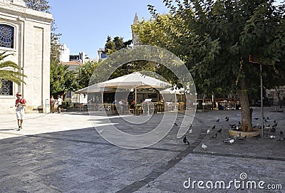 Heraklion, september 5th: Church of Saint Titus Square from Heraklion in Crete island of Greece Editorial Stock Photo