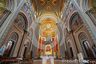 Landmark attraction in Prague. Interior of Catholic Church of Saints Cyril and Methodius - Czech Republic Stock Photo