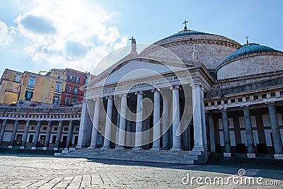 Church San Francesco di Paola, Plebiscito Square or Piazza del Plebiscito, citys main square, Naples, southern Italy Stock Photo