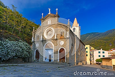 Church San Giovanni Battista, Riomaggiore, Italy Stock Photo