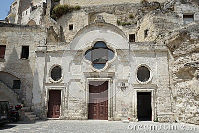 Facade of San Pietro Barisano church in Matera, Basilicata - Italy Stock Photo
