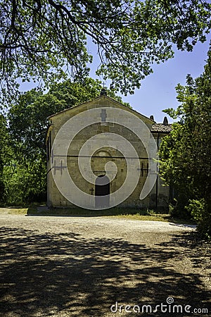 Church of Sant Agostino in Rocca d Elmici near Predappio, Forli province Stock Photo