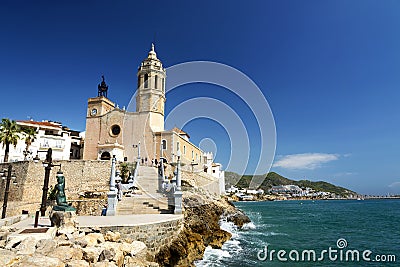 Church of Sant Bartomeu and Santa Tecla in, Sitges Editorial Stock Photo
