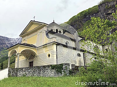 Church of Santa Maria Assunta and of St. John the Baptist or Chiesa di Santa Maria Assunta e di San Giovanni Battista, Cevio Stock Photo