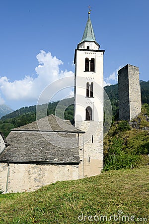 Church of Santa Maria in Calanca valley Stock Photo