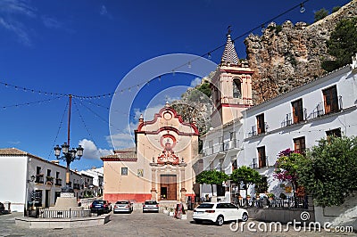 Church of Santa Maria de la Mesa in the White Village of Zahara de la Sierra Cadiz Andalusia Spain Editorial Stock Photo