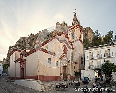 Church of Santa Maria de la Mesa in Zahara de la Sierra, one of the white villages of the Cadiz province in Spain. Editorial Stock Photo