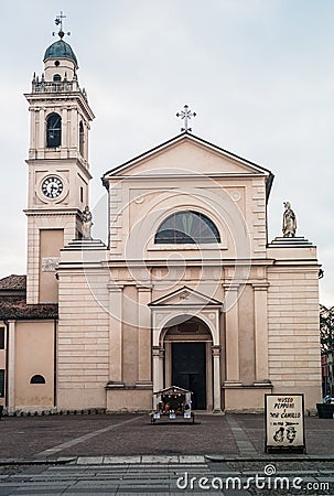 Church of Santa Maria Nascente, the Parish of Don Camillo Editorial Stock Photo