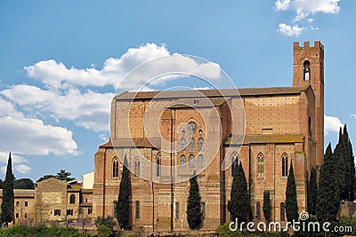 Church Santuario di Santa Caterina in summer. Italy, Tuscany, Siena: Sanctuary di santa Caterina Stock Photo