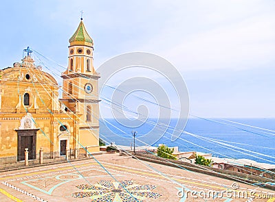 Church by sea decorated with ribbons Stock Photo
