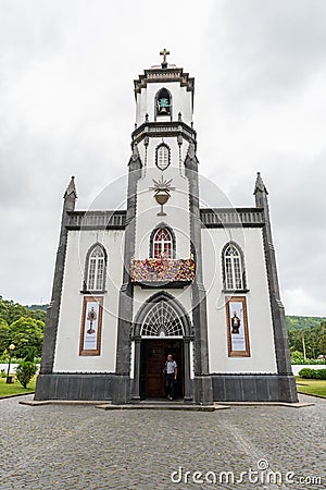 Church of Sete Cidades on the island of Sao Miguel in the Azores, Portugal Editorial Stock Photo