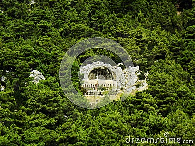 Church on the small mountain of Dardiza in Greece. Editorial Stock Photo