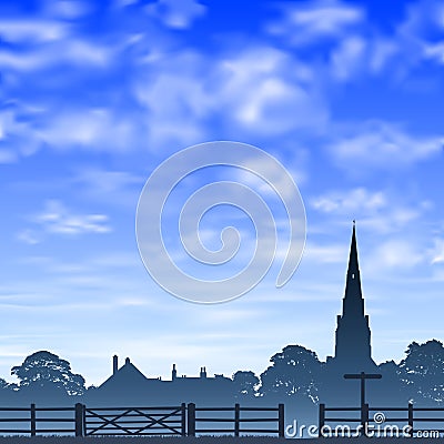 Church Spire and Fence. Vector Illustration
