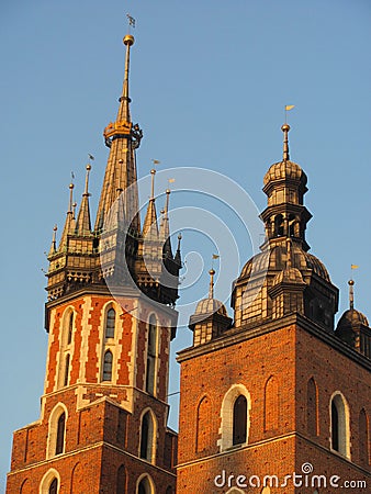 Church spires in Krakow, Poland Stock Photo