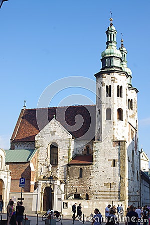 Church of St. Andrew in the Old Town Krakow, Poland Editorial Stock Photo