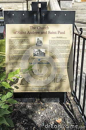 Church of St. Andrew and St. Paul sign Editorial Stock Photo