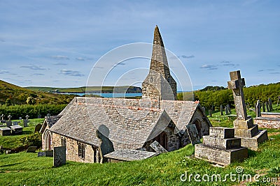 Church St. Enodoc in North Cornwall, England Editorial Stock Photo