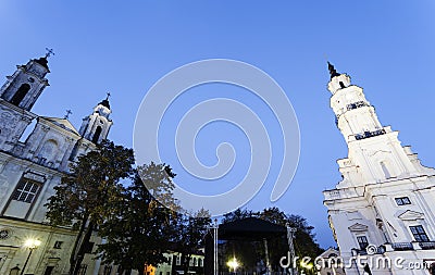 Church of St. Francis Xavier and City Hall, Kaunas Stock Photo