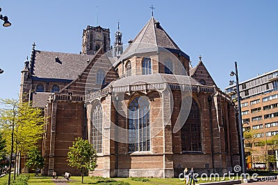 The Church of St. Lawrence (Grote of Sint-Laurenskerk, 1449-1525) is a Protestant Church in the center of Rotterdam. It is the onl Editorial Stock Photo