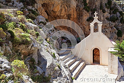 Church of St. Nicholas in the Kourtaliotiko Gorge Stock Photo
