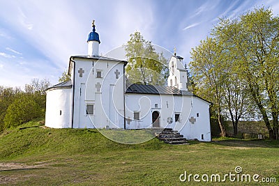 The church of St. Nicholas the Wonderworker (1650) on the Truvor settlement. Izborsk Stock Photo