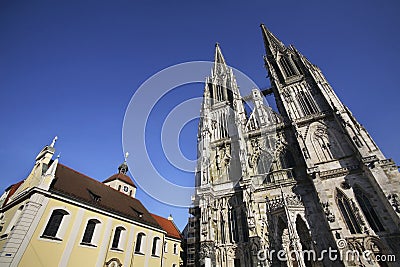Church of St. Peter - Regensburg Cathedral in Regensburg. Bavaria. Germany Stock Photo