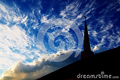 Church Steeple against a cloudy sky 02 Stock Photo