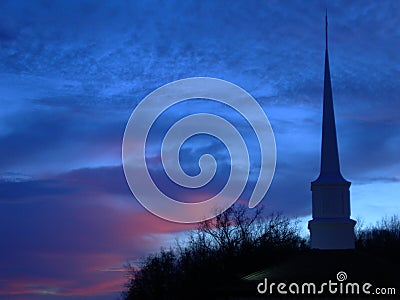 Church steeple at sunset Stock Photo