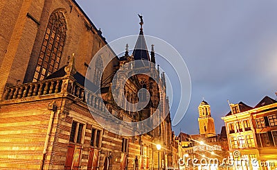 Church at sunset in Zwolle Stock Photo