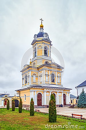 Church of the Three Great Saints in the bell tower.Vysotsky Monastery.Serpukhov.Russia Stock Photo