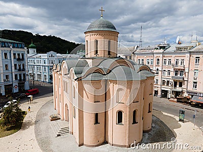 Church of the Tithes by day. Aerial. Kyiv. Ukraine Editorial Stock Photo