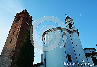 Church and tower in Castelfranco Veneto, Treviso Stock Photo