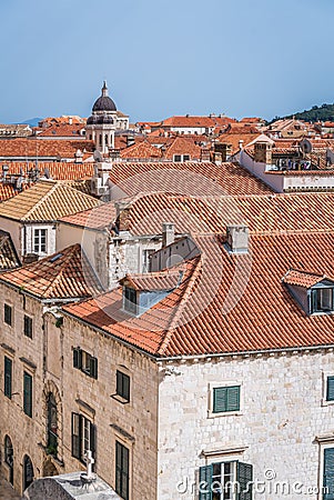 Church tower dome in Dubrovnik Old Town Editorial Stock Photo