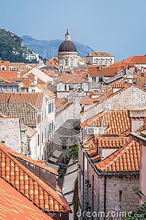 Church tower dome in Dubrovnik Old Town Editorial Stock Photo