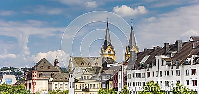 Church towers over the skyline of Koblenz Editorial Stock Photo