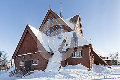 Church in the town of Kiruna, Sweden Stock Photo