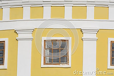 The church is a two-tier stone-rotunda temple with a hemispherical dome on a step drum, as well as an octal bell tower with a Stock Photo