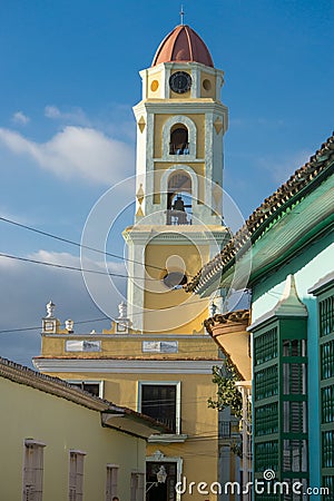 Trinidad, Cuba, January 3, 2017: church view, typical picture from Trinidad. one of the most important touristic places Editorial Stock Photo