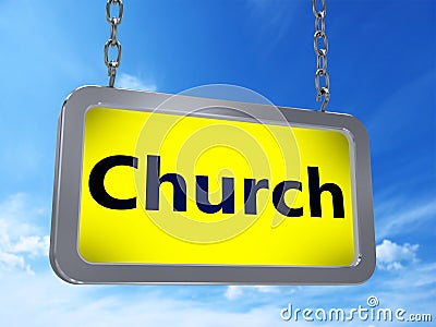 Church on billboard Stock Photo