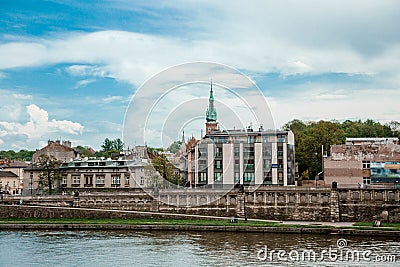 Churches in Poland. Ancient houses in European cities. Church. Stock Photo