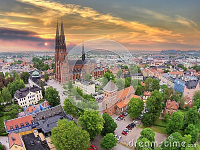 The 2 churches of Uppsala Stock Photo