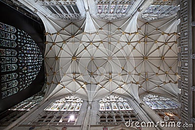 Churh interior, york minster ornate ceiling Stock Photo