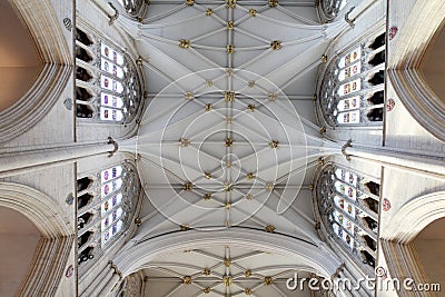 Churh interior, york minster ornate ceiling Stock Photo