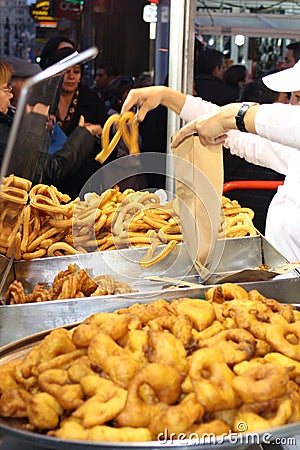 Churros (sweet fritters)- spanish typical dessert Editorial Stock Photo