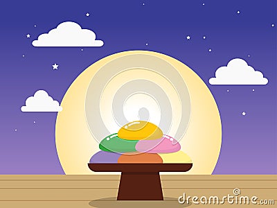 Chuseok or Hangawi with Korean rice cake Stock Photo