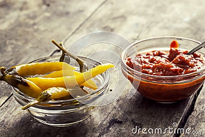 Chutney and chillies Stock Photo