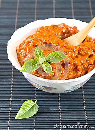 Chutney, a delicious roasted red pepper Stock Photo