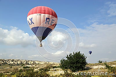 View from the observation deck of the village of Chuvashin on the flight of balloons over the Editorial Stock Photo